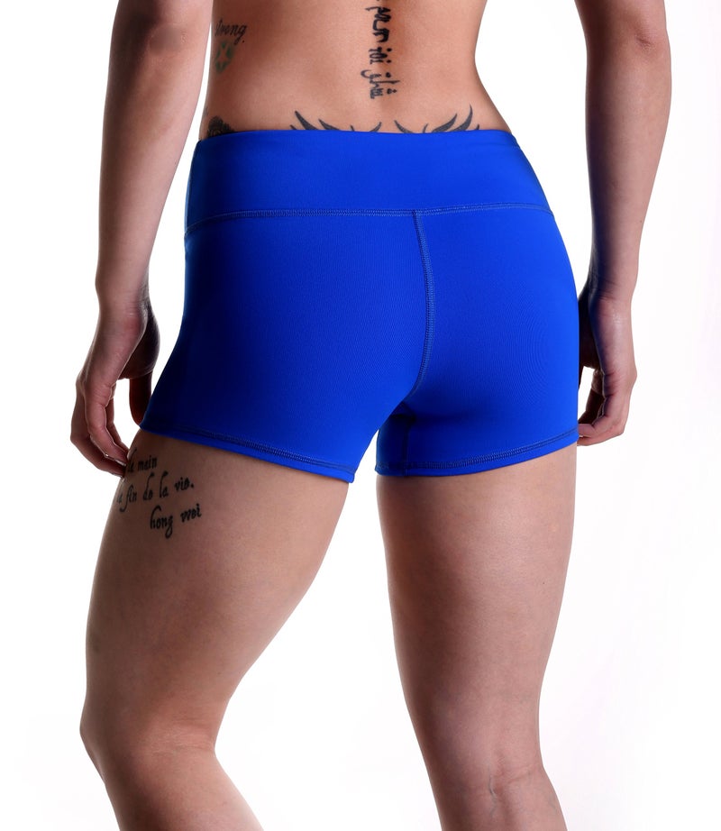 Tough Mode Women's 3" Athletic Workout Volleyball Running WOD Compression Shorts Electric Blue - Image 5